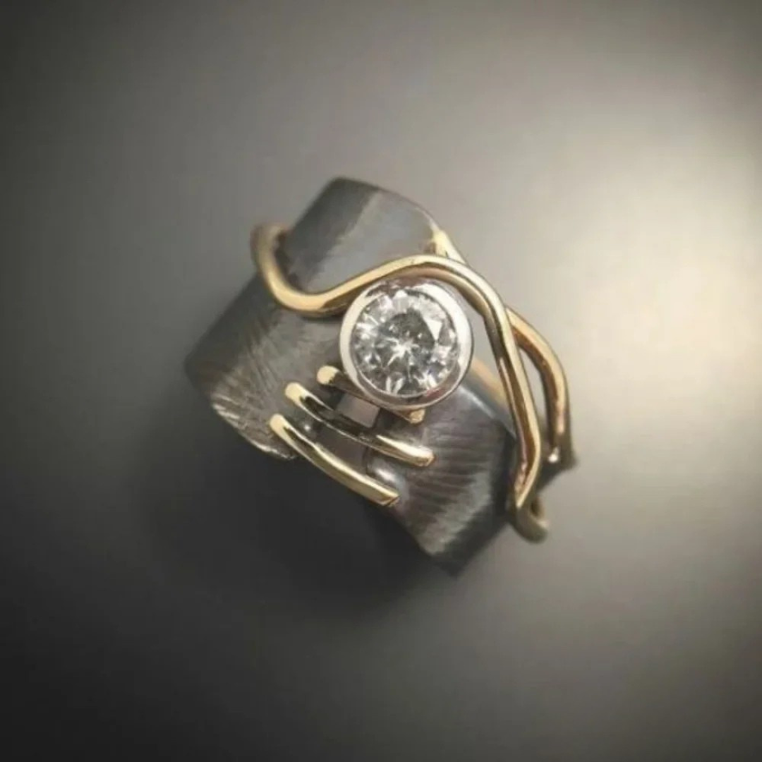 古董深銀色鋯石戒指
