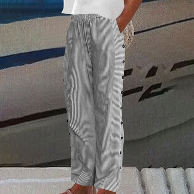 セラ™ - ストライプボタンアクセントパンツ