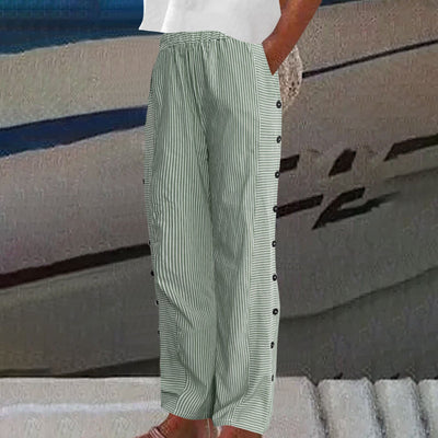 セラ™ - ストライプボタンアクセントパンツ