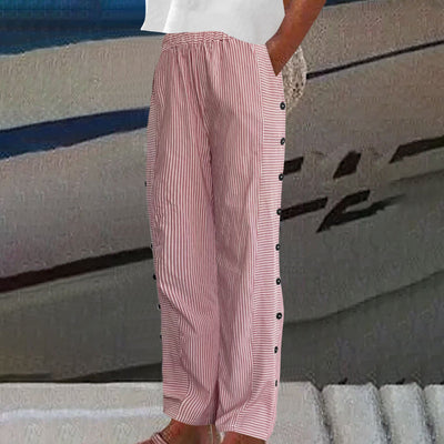セラ™ - ストライプボタンアクセントパンツ
