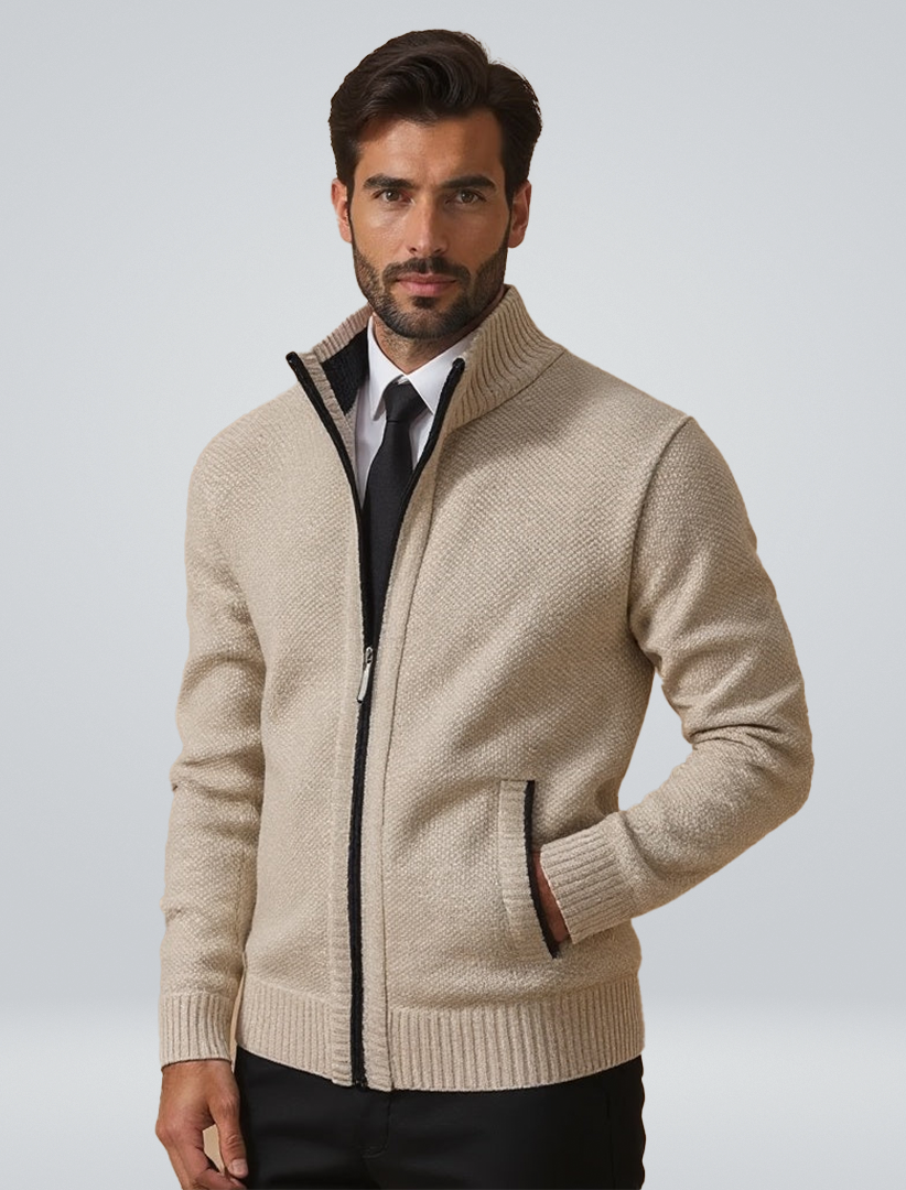 Leandro | Zippered knit cardigan